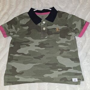 GAP Kids Polo Shirt - Green Camo with Pink Accents